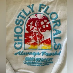 Lonely Ghost Ghostly Florals Sweatshirt - white w rainbow - one size